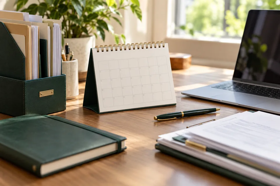 Calendar and paperwork for planning a filing extension